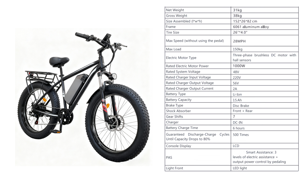 electric bike specfication